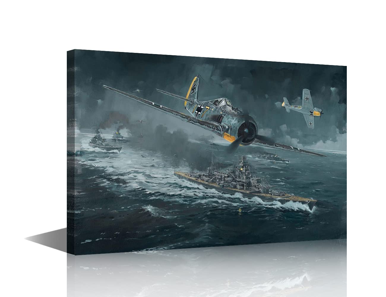 1 Panel Wall Art Black and White Painting Warship War-plane Picture Prints on Canvas Military Aircraft Poster Wall Paintings for Living Room Framed Wall Art Ready to Hang Home Decorations(12" Wx18 H)