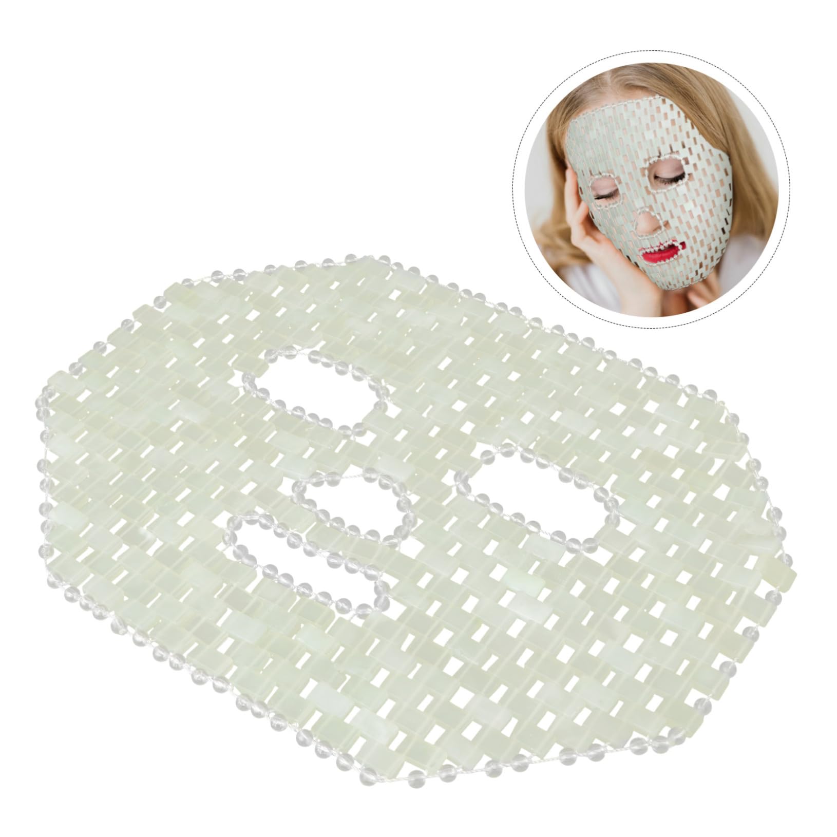 STOBAZA Jade Gesichtsmaske Anti Aging Beruhigende Massagemaske für Schlaf und Hautpflege Zuhause
