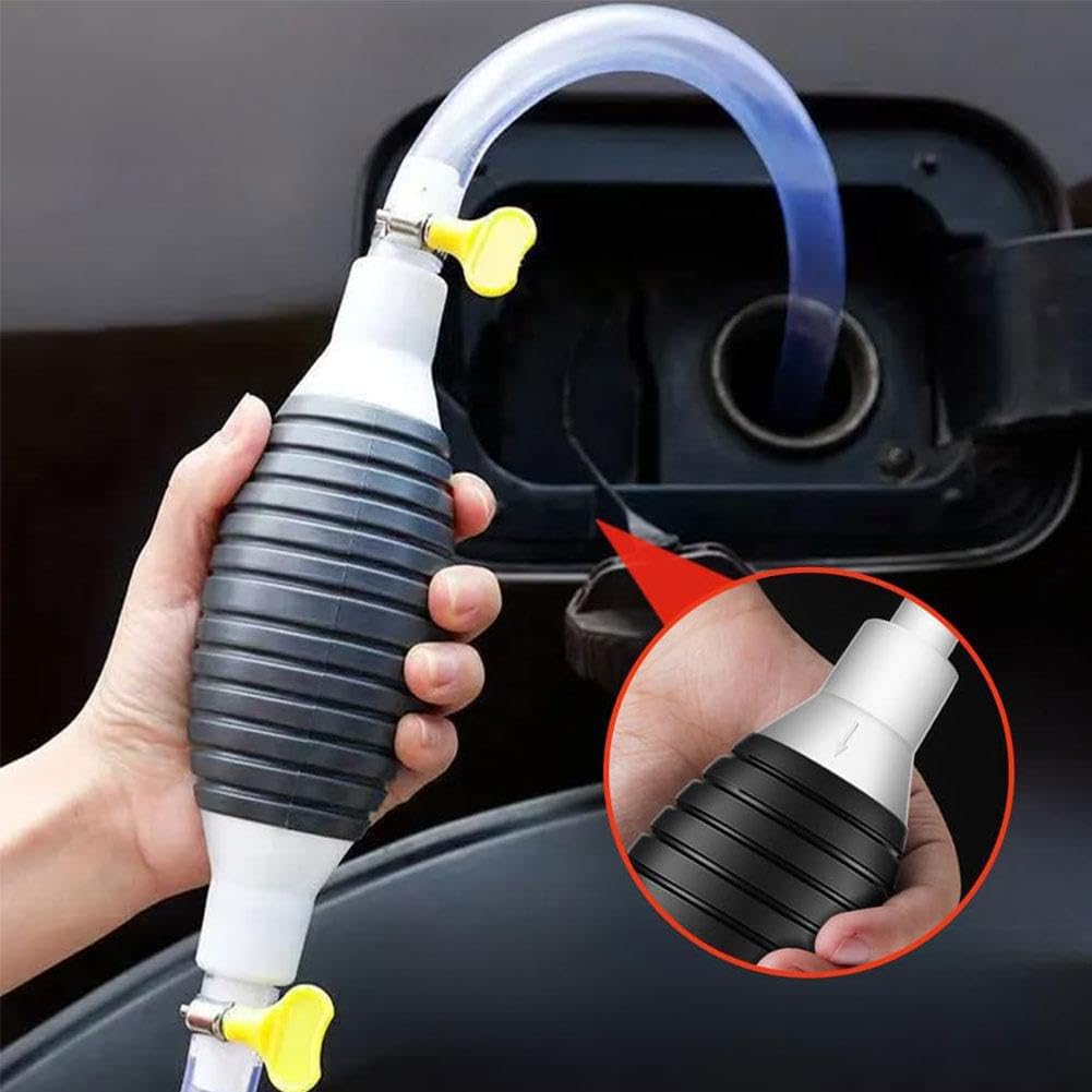 Pompa Per Benzina Portatile A Mano | Tubi 1,2m+0,8m In PVC | Per Gasolio, Olio E Acqua | Aspirazione Rapida