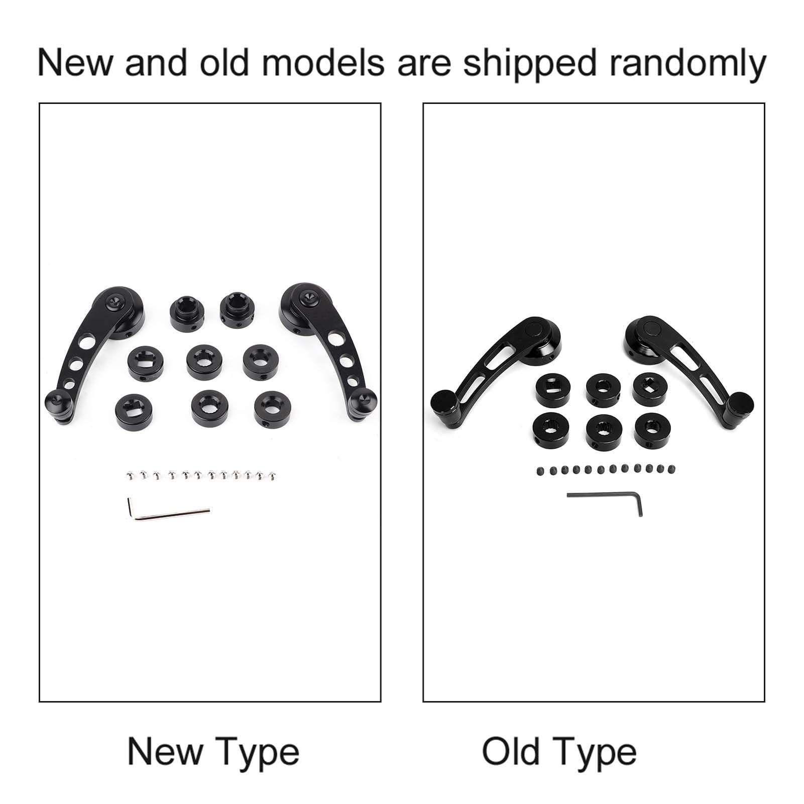 Klanata 2pcs Alloy Window Handle, Window Riser and Crank Winder Set with Easy and Construction, for Classic Car Restoration and Upgrade (Black)