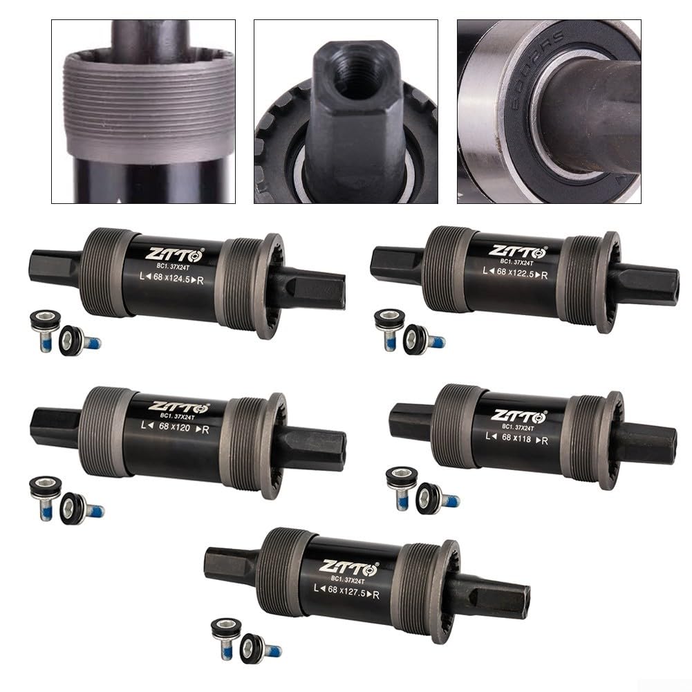 Rodamiento sellado de metal para pedalier de bicicleta, agujero cuadrado de 68 mm, 1,37 x 24 T, para bicicleta de carretera, MTB, bielas, pieza de repuesto de eje negro (68 x 124,5 mm)
