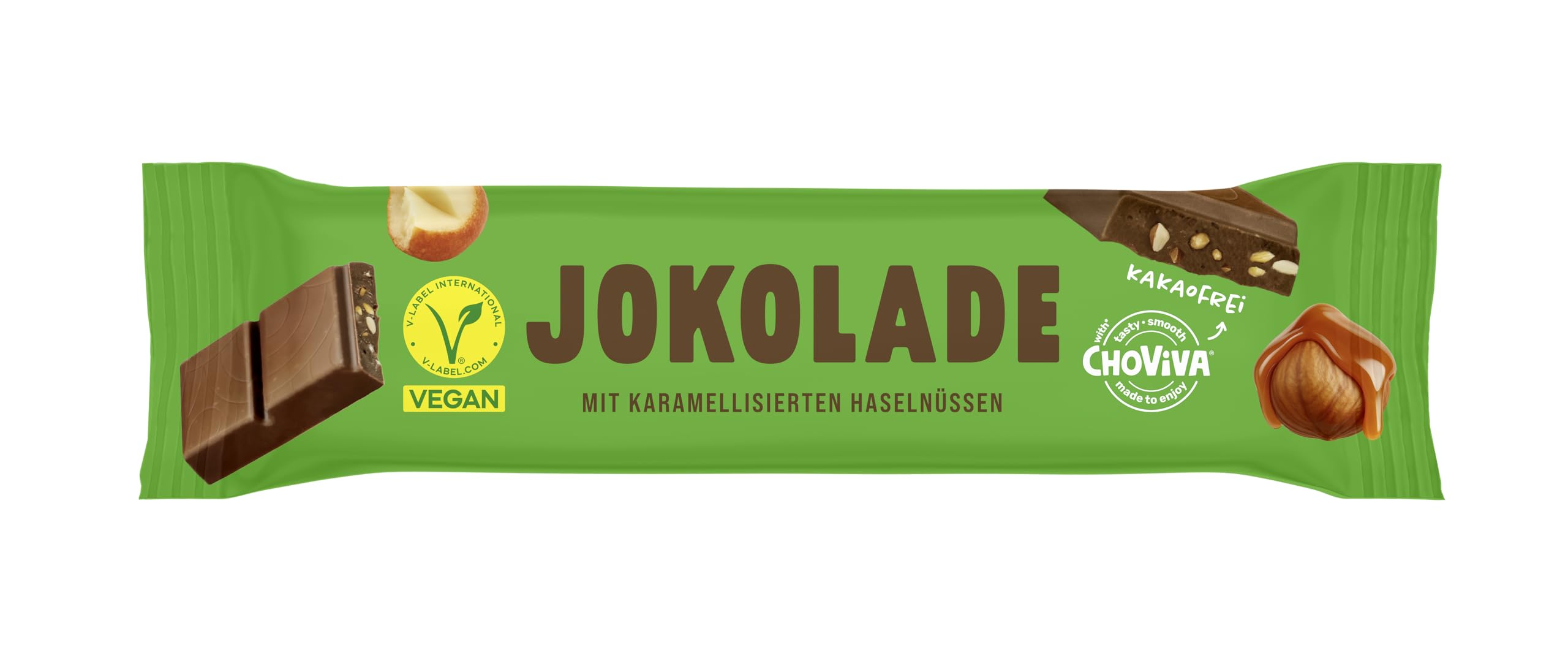 JOKOLADE 40 x 40 g Riegel | Mit karamellisierten Haselnüssen & knusprigen Cerealien | In praktischer Vorratsbox | Vegan & Kakaofrei