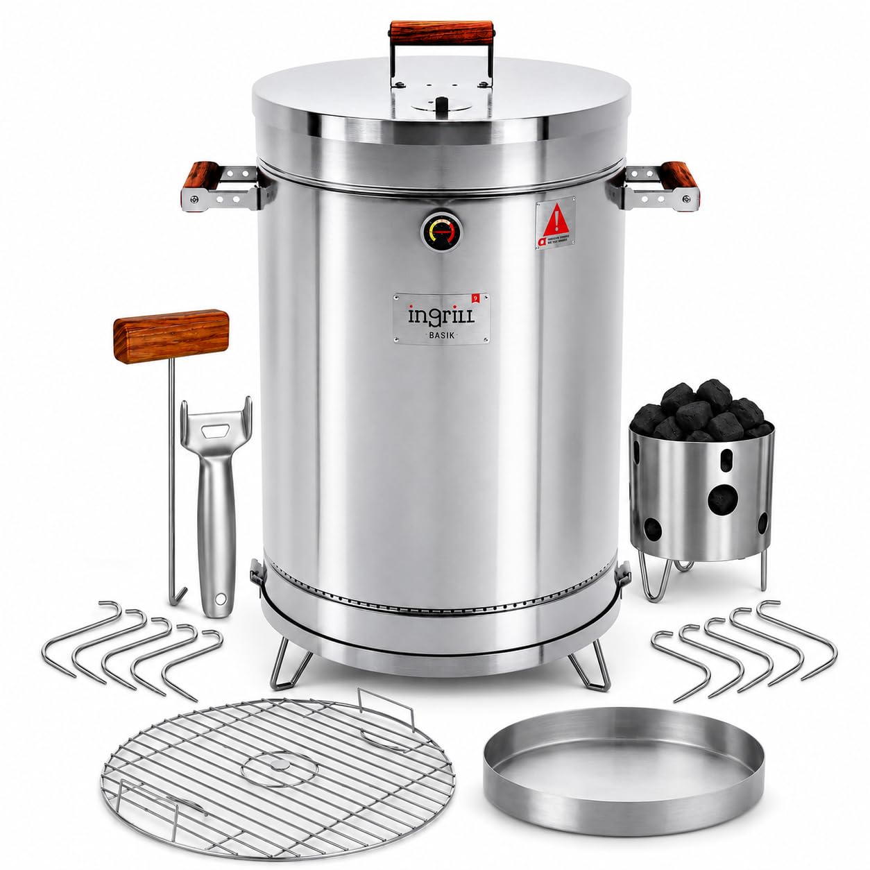 INGRILL 40lbs Stainless Steel Barrel Smoker