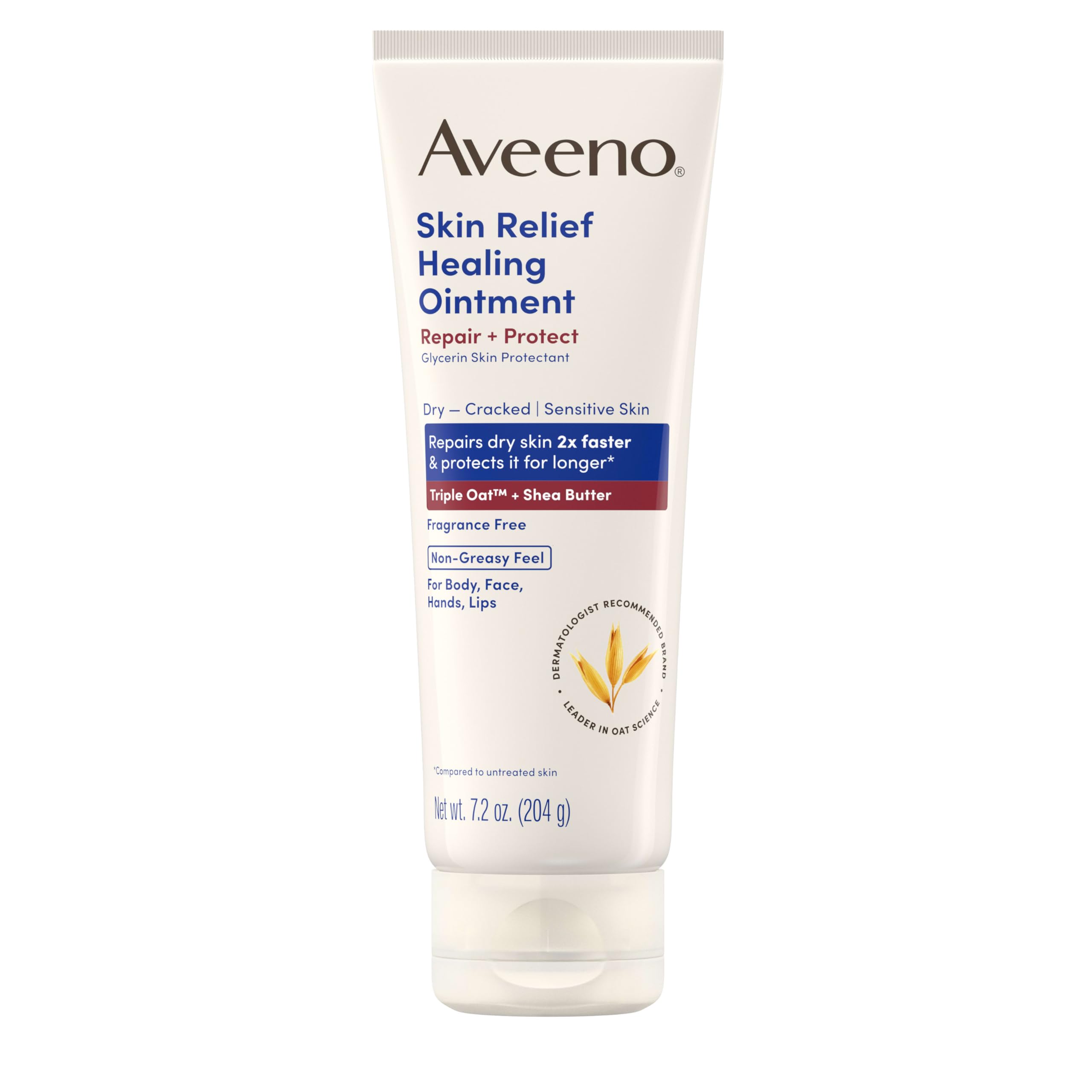 Aveeno Skin Relief Healing Ointment 72-Hour Skin Protectant with Triple Oat Shea Butter for Extra Dry Cracked Sensitive