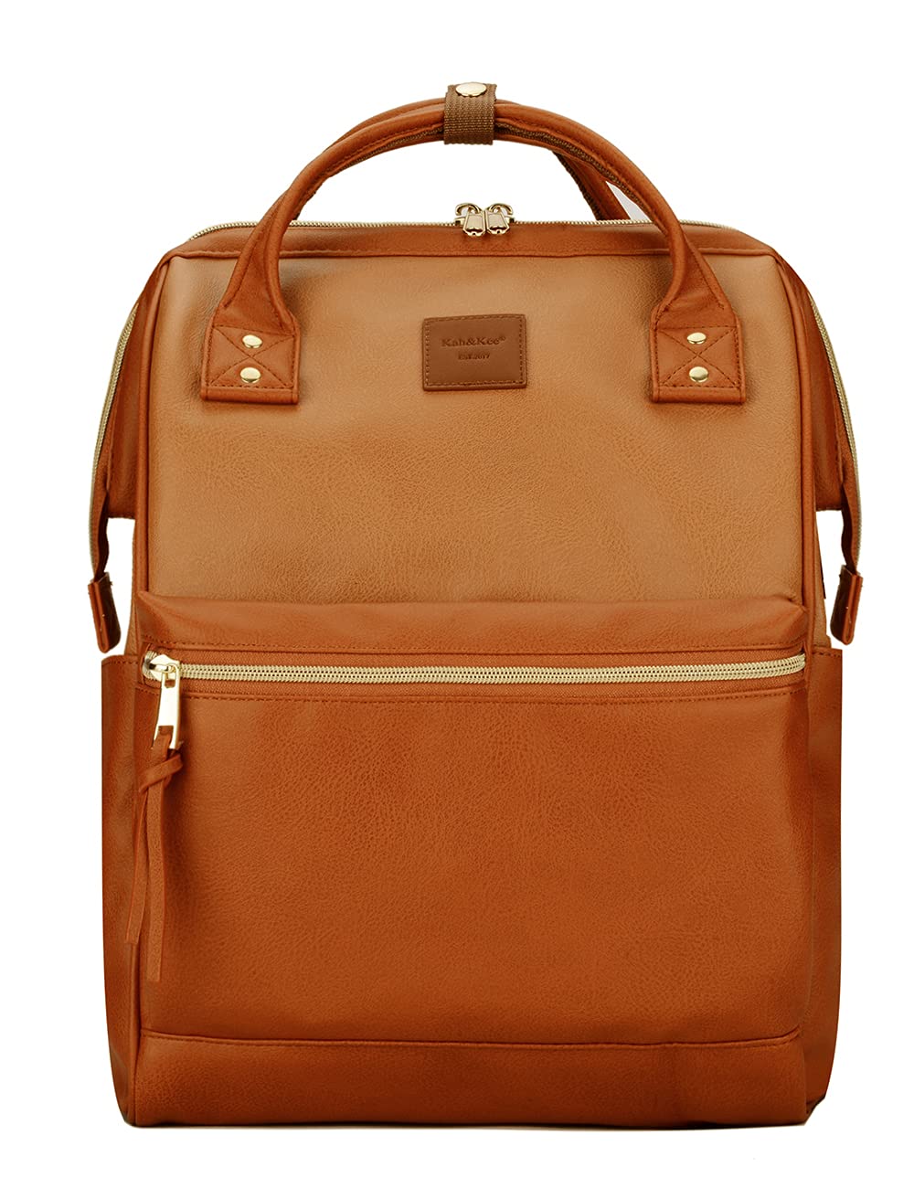 Kah&Kee Leather Backpack for Women and Men 16-inch Laptop Bag | Teacher Professional, Diaper Bag Backpack, Ideal for Work, School, Nursing, College & Travel (Buff/Camel, Large)