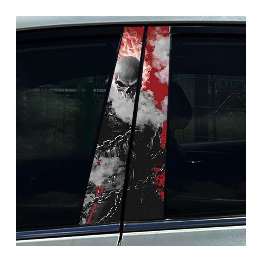 Body Parts 2PCS Car Center Pillar Sticker Skeleton Halloween Knight Auto B Pillar Protective Film Decals(E)