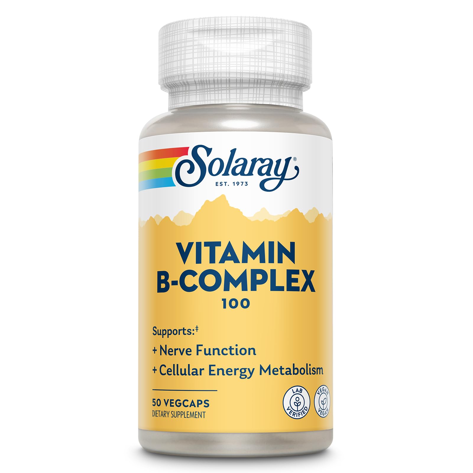 Vitamin B Complex 100mg - Cellular Energy, Nerve and Heart Health Support - Supplies All 8 B Complex Vitamins - Vitamin B12, B1, B2, B3, B6, Niacin, Folic Acid and Biotin - Vegan, 50 Servings