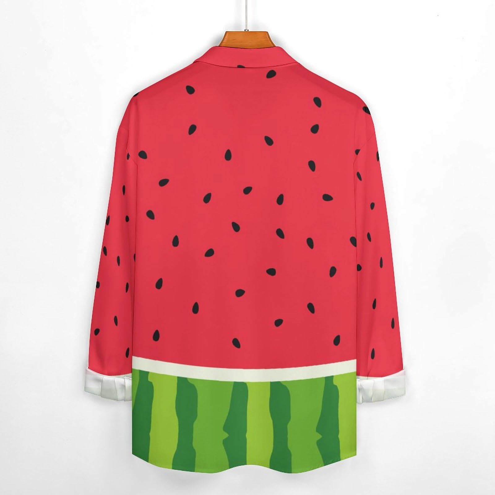 Amazon.co.jp: スイカ柄 果物 レッド メンズ シャツ 秋服 長袖 Tシャツ