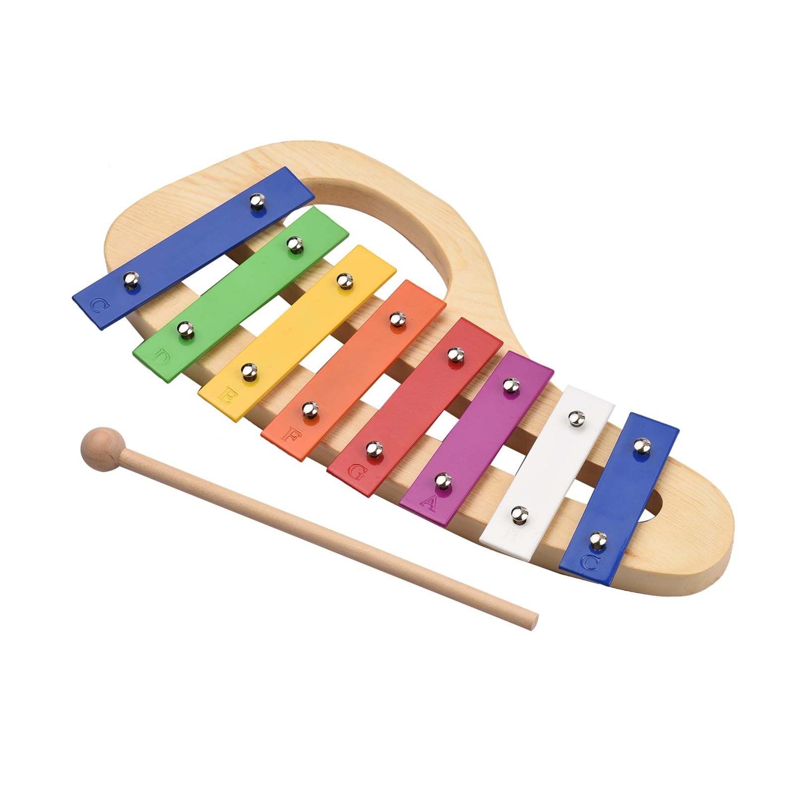 xilofono Xilofono in Legno di Pino Glockenspiel A 8 Note Strumento Musicale A Percussione con Piastra in Alluminio Colorato da 3 Mm