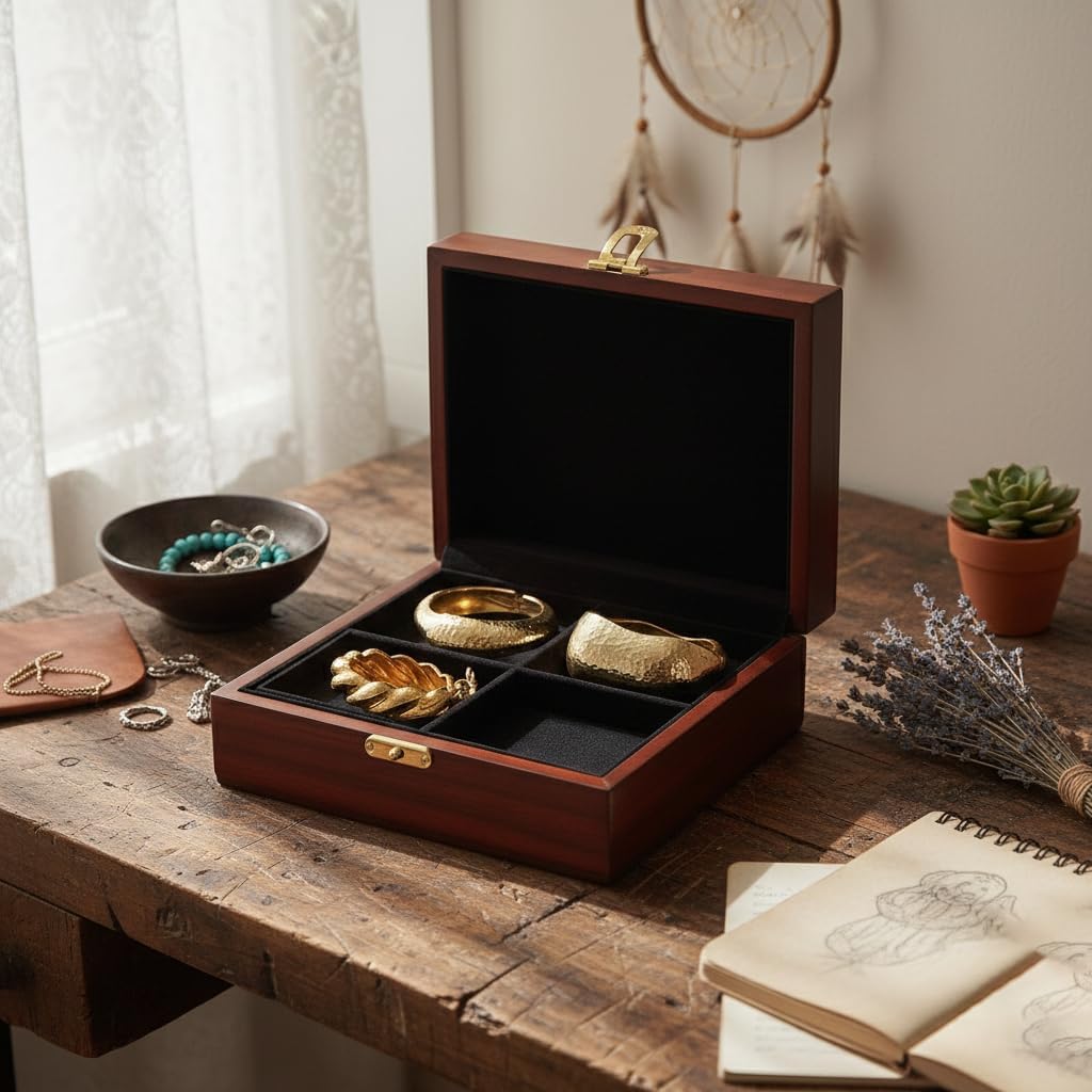 Boho Gold-Tone Cuff Bangle Bracelet Set for Women - Chunky Waterdrop Irregular Wide Stackable Minimalist Jewelry - Image 6