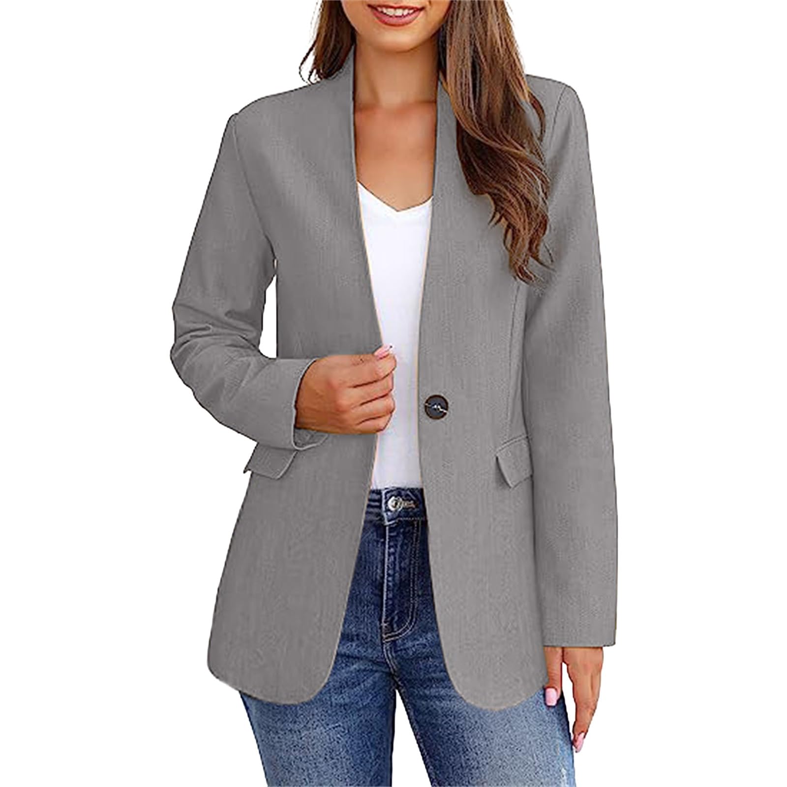 Business Casual Blazer for Women Suit Jackets Dressy Long Sleeve Open Front Work Office Blazer Lapel Button Jacket