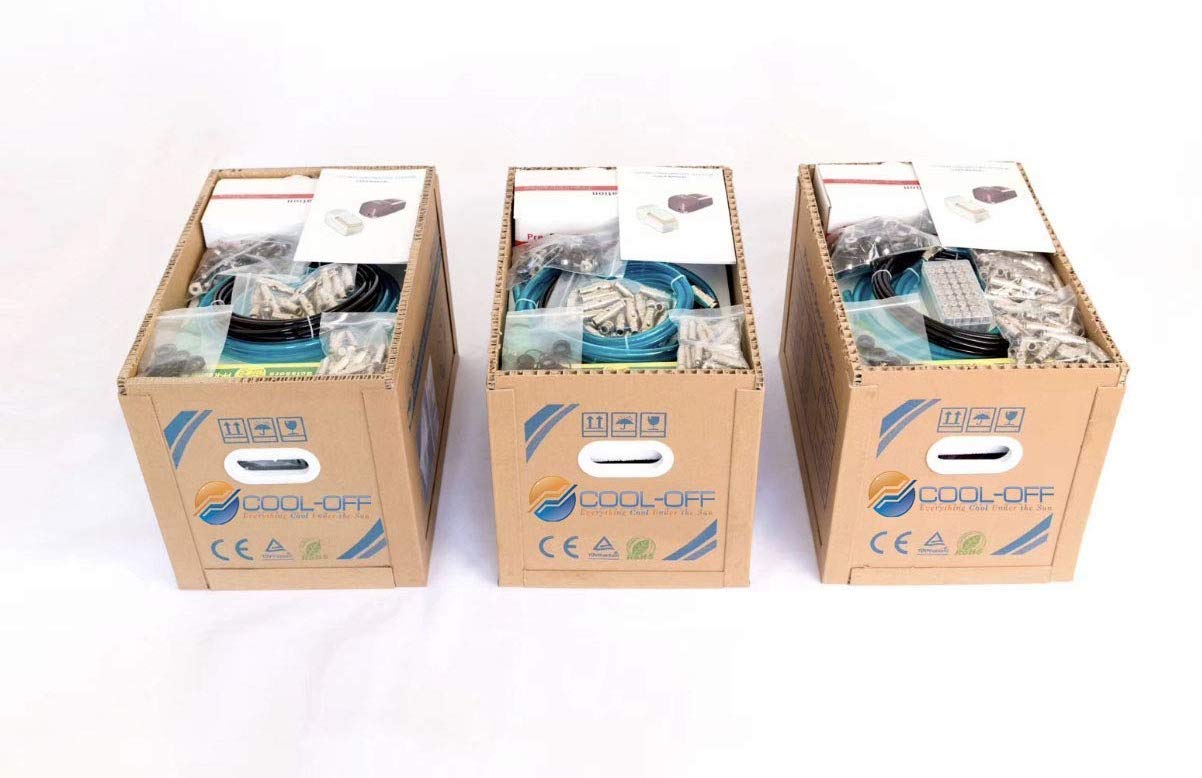 40’ High-Pressure Mist Cooling System Kit with Premium Edition Remote Pump W/App Control for Outdoor Usage – (0.25 GPM, 20 Nozzles) (Black - 1/4" Nylon Tubing (100ft))