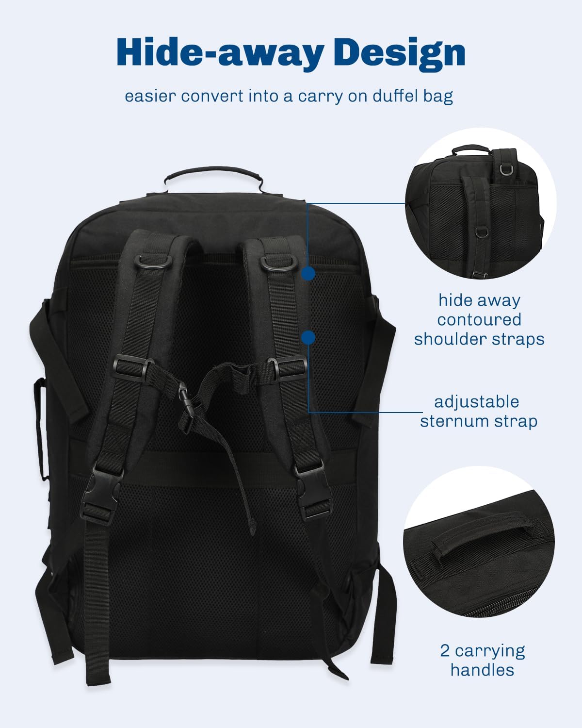 Hynes Eagle Carry on Backpack 38L Large Travel Backpack for Women Flight Approved Weekender Bag Laptop Backpack Men 15 inches Black 2023