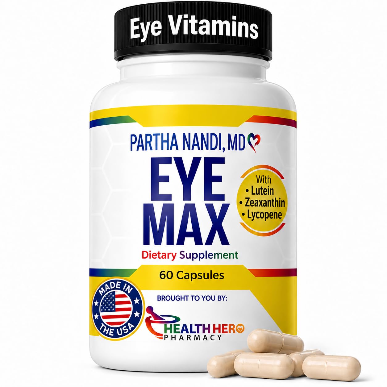 Dr. Nandi Eye Max Lutein 30mg and Zeaxanthin Eye Vitamins, 60 Capsules