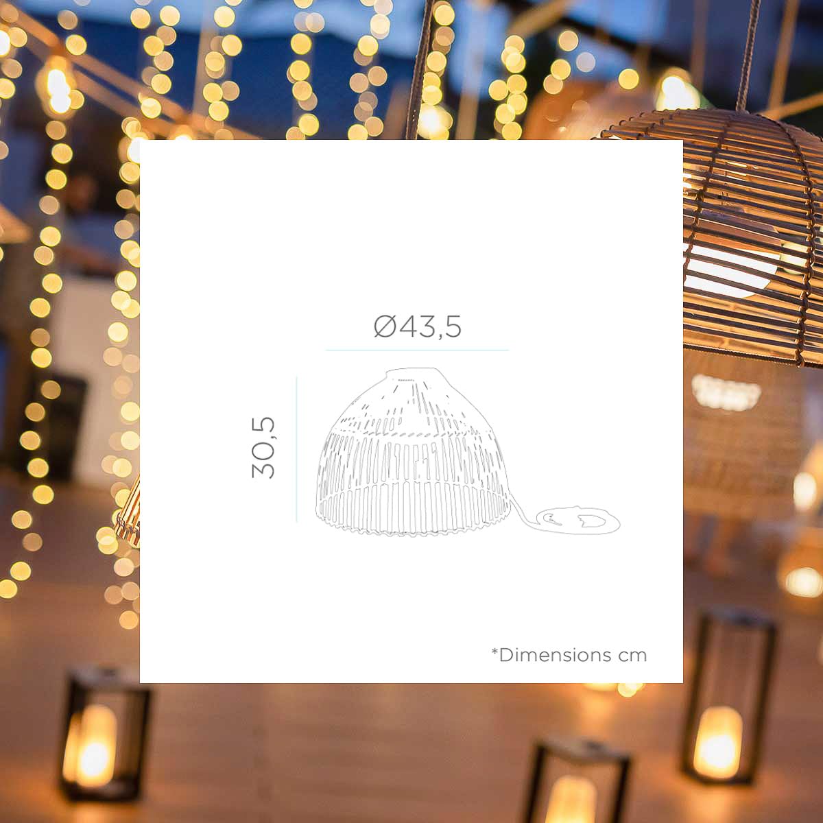 REONA-Suspension d'extérieur LED Rotin 3 intensités rechargeable Ø43.5cm naturel New Garden