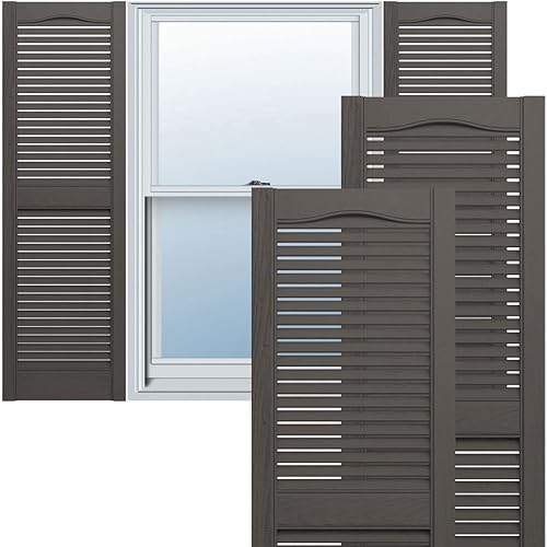 Ekena Millwork LL1C14X05900MS Custom Cathedral Top Center Mullion, Open LouverShutter (Per Pair)14 1/2"W x 59"HMusket Brown
