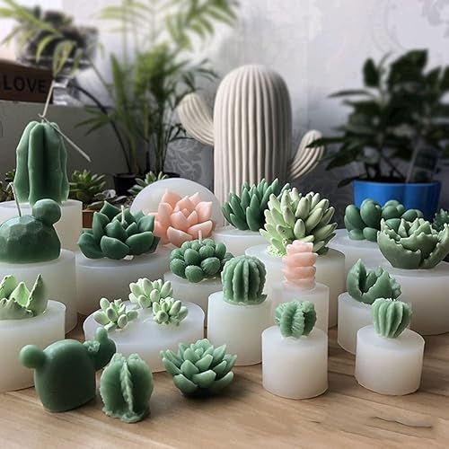 Miniatura 3 de 8 moldes de silicona para suculentas, moldes 3D para suculentas, moldes de silicona para cactus suculentos para hacer manualidades, velas,