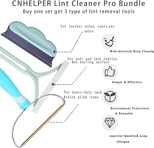 Miniatura 2 de Removedor de pelo de mascotas, paquete de 3 muebles removedores de pelo de perros y gatos, herramienta de eliminación de mango corto reutilizable