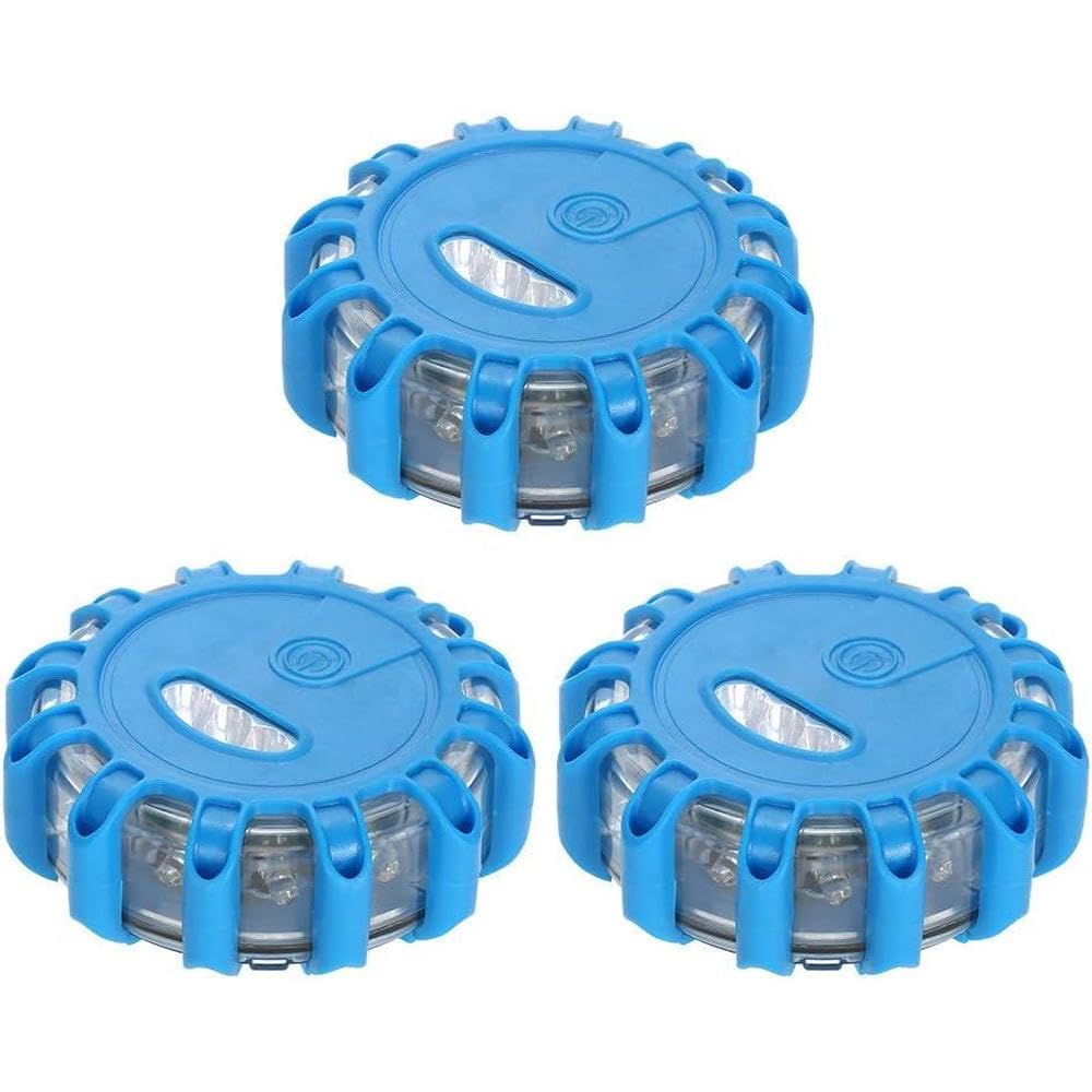 Riloer Balise clignotante LED (lot de 3) - Feu stroboscopique d'avertissement d'urgence étanche - Compatible avec de nombreux véhicules (voitures et bateaux) - Bleu
