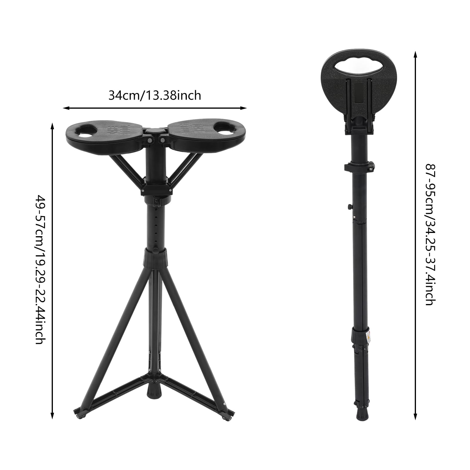 Aluminiowy kij trekkingowy z siedziskiem – laska i taboret z regulacją wysokości, obciążenie 150 kg, 87-95 cm – idealny dla seniorów, wędrowców i aktywności na świeżym powietrzu
