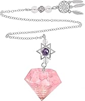 Vista 13 de Rockcloud Péndulo de piedra para meditación de división de radiestesia, reiki, curación, equilibrio de energía con atrapasueños, lapislázuli