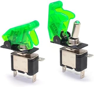 10Pcs Auto car Boat Truck Illuminated Led Toggle Switch with Safety Plane Flip Up Protection Cover 12V20A(6)
