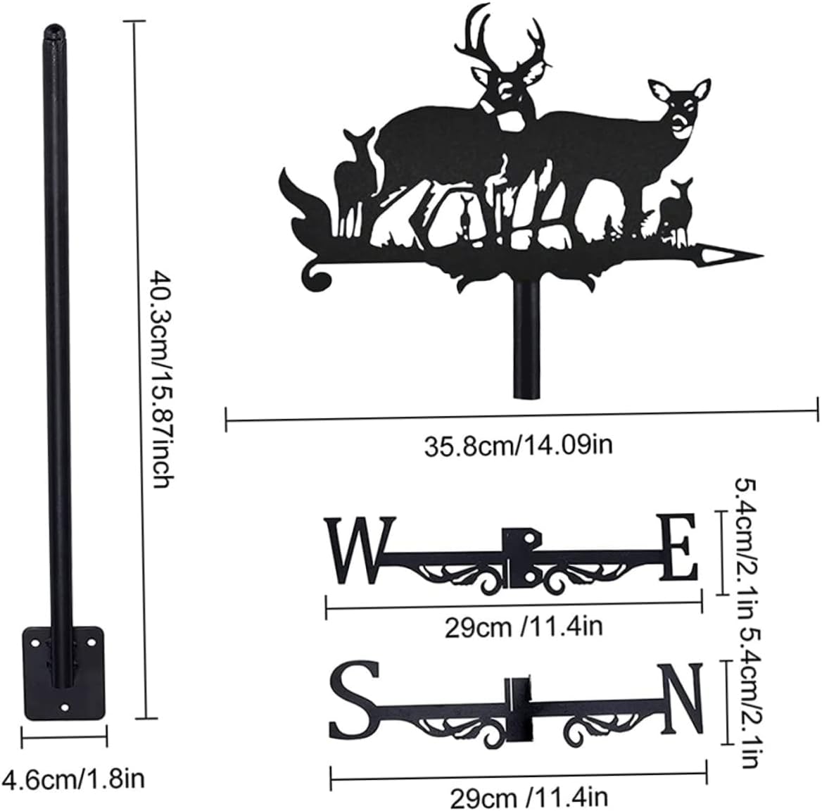 HANABASS 1set Iron Weather Vane Garden Stake Decor Elk Design Directional Indicator for Outdoor Use Construction for Farm Scenes