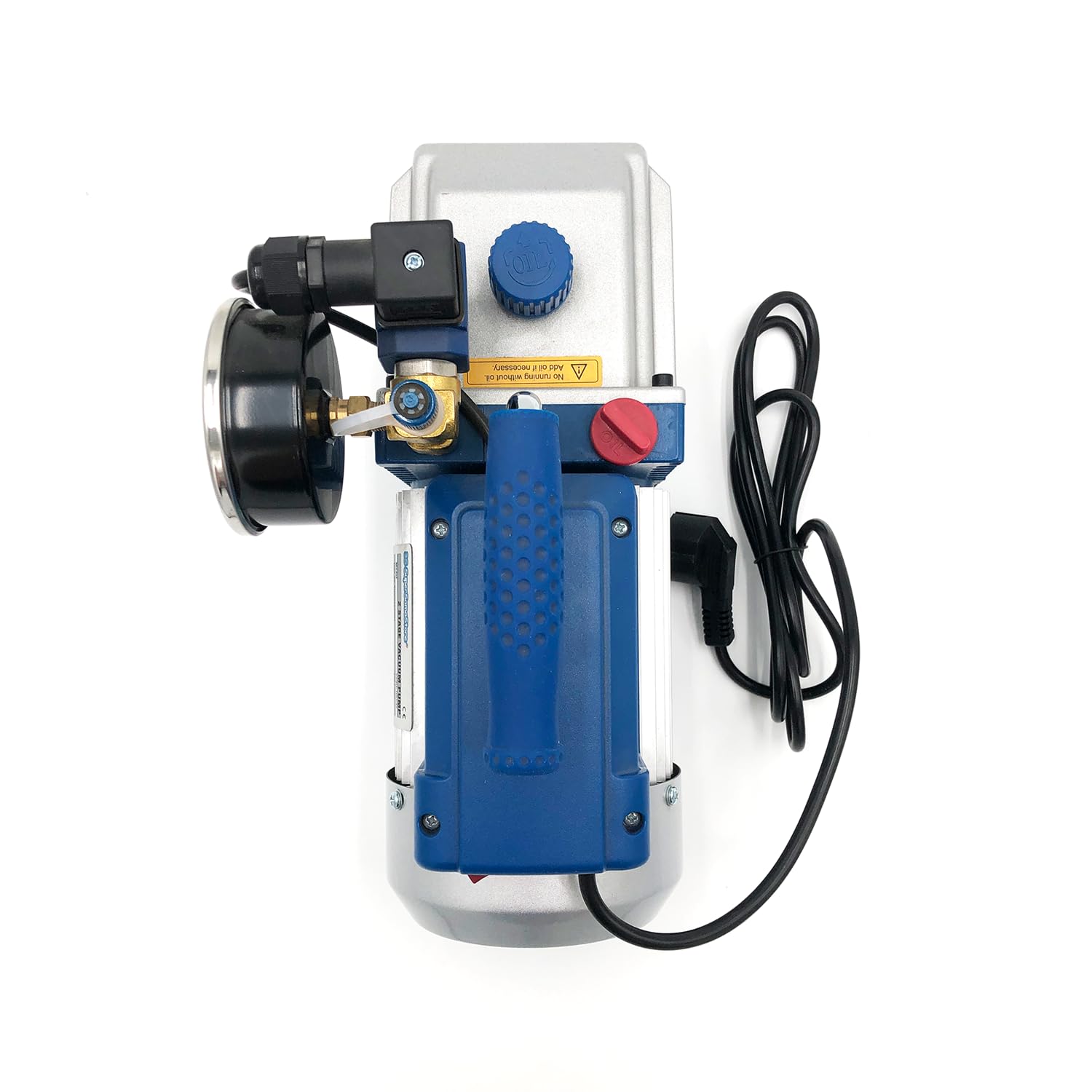 3S SuperSamaStore Pompa Vuoto Bistadio 100 Lt/Min con Elettrovalvola e Vacuometro, Pompa Vuoto Professionale Omologata per Gas R32