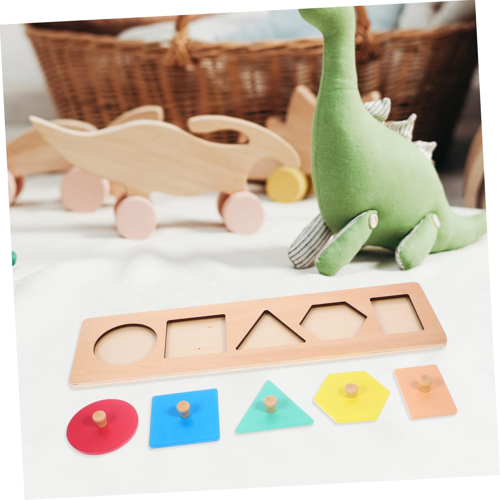 WOONEKY Juguete Educativo Montessori Paneles Geométricos de Madera para Pequeños de Rompecabezas de Bloques de Madera para Desarrollo Cognitivo y Reconocimiento de Colores