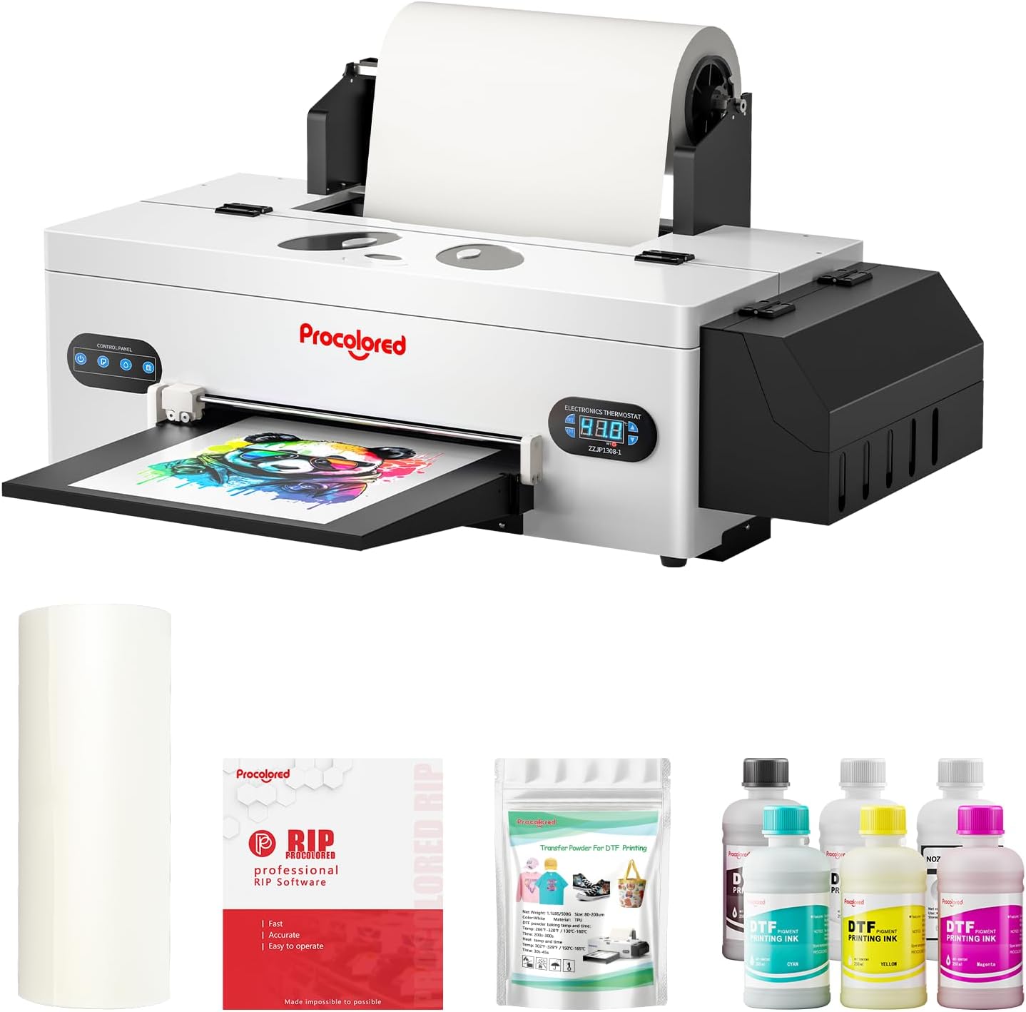 Procolored F13 Panda DTF Printer A3 L1800 Transfer Printing Machine T-Shirt Direct to Film with White Ink Circulation and Semi-Automatic Cleaning