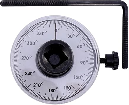 POPETPOP Torque Angle Gauge Tool 360 Adjustable 1/2 Inch Steel Torque Wrench Gauge Set for Automotive Angular Measurement with Dial Pointer, Black Head, 176g
