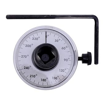 TEHAUX 360 Adjustable Torque Angle Meter Gauge 1/2 Inch Steel Torque Wrench Tool with Dial Pointer for Automotive Repair and Rotation Measurement