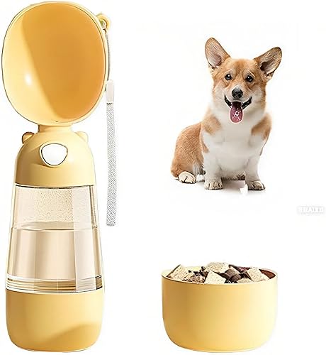 Miniatura 9 de Botella de agua para perros 2 en 1 con recipiente para alimentos, dispensador de agua portátil para perros, botellas de bebida al aire libre para