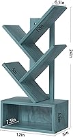 Vista 3 de Small Tree Book Shelf,5 Tier Black Tree Bookshelf,Blue Desktop Bookcase,Modern Desk Display Storage Bookshelves,Floor Standing Organizer Bookcases