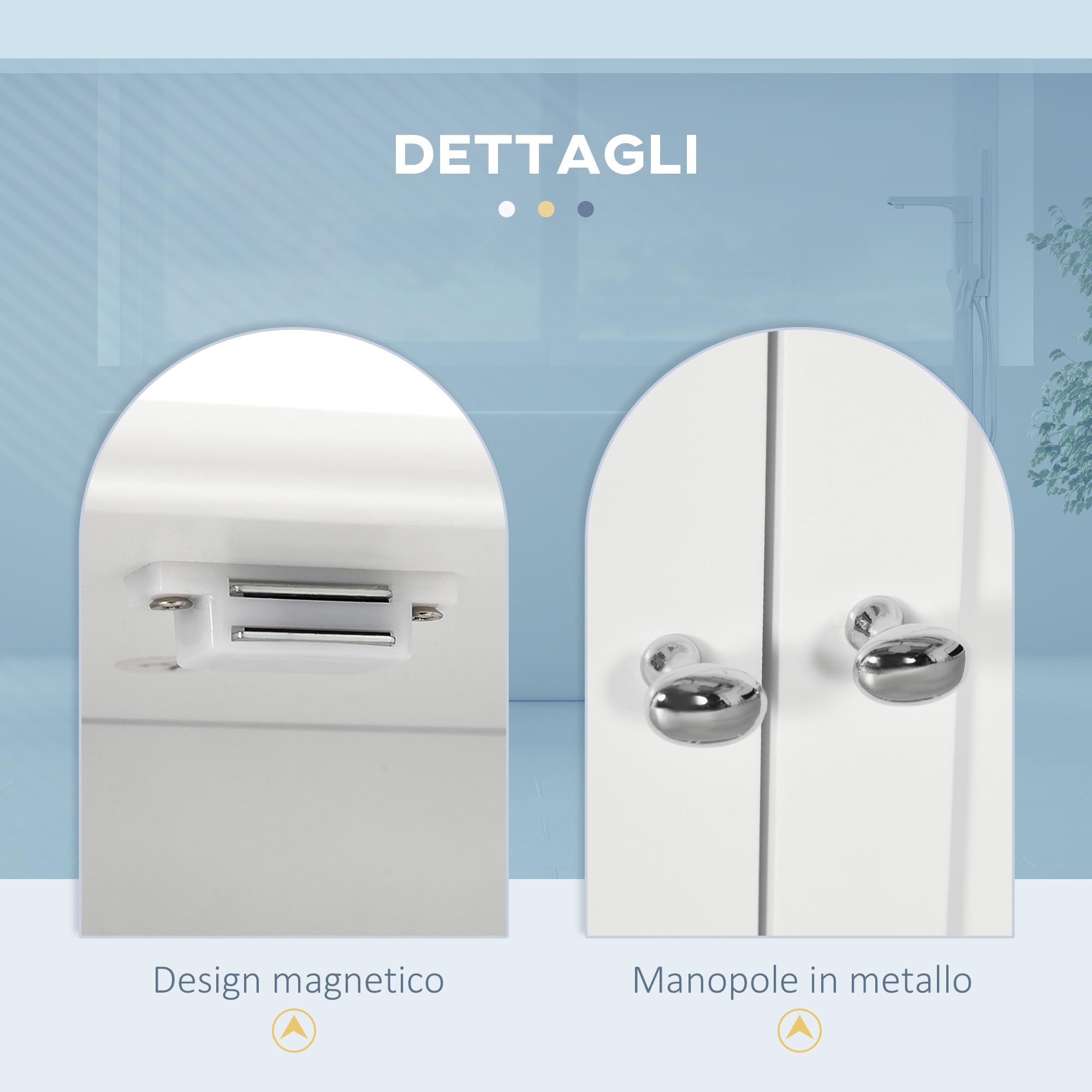 kleankin Armadietto Pensile Bagno a 2 Ante con Ripiano Aperto e 2 Cassetti, Mobiletto Multiuso per Cucina, Ingresso e Soggiorno, Bianco