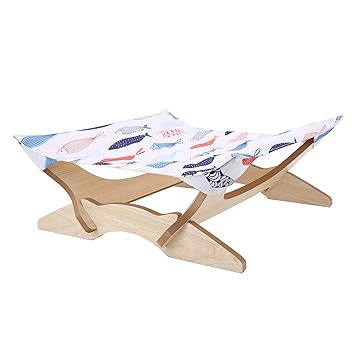 Cat Wooden Frame Hanging Bed, Save Space Easy to Store Cat Hammock Bed Good Match for Puppy for Kitten