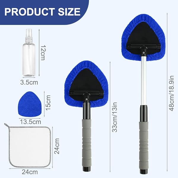 URAQT Pulitore Parabrezza Auto, 8 Pezzi Spazzola Pulizia Vetri Auto, 1 Spazzola Parabrezza Autos e 5 Cuscinetti in Microfibra, 1 Flaconi Spray, 1 Panno, Kit Pulizia Auto per SUV, Camper,Camion(Blu) - 2