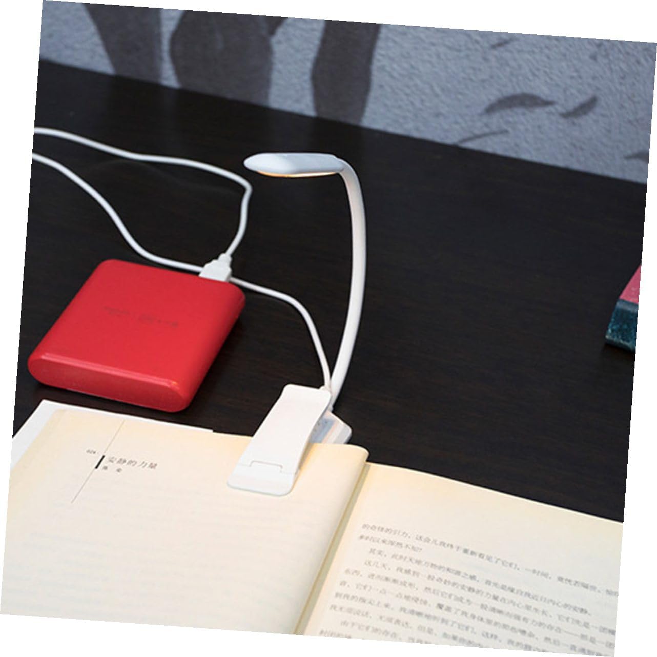 Kichvoe USB Rechargeable LED Eye Protection Reading Clip Lamp, White 88x40x220mm, Portable Night Reading Light for Bedroom and Study, USB Charging Table Lamp with Clip