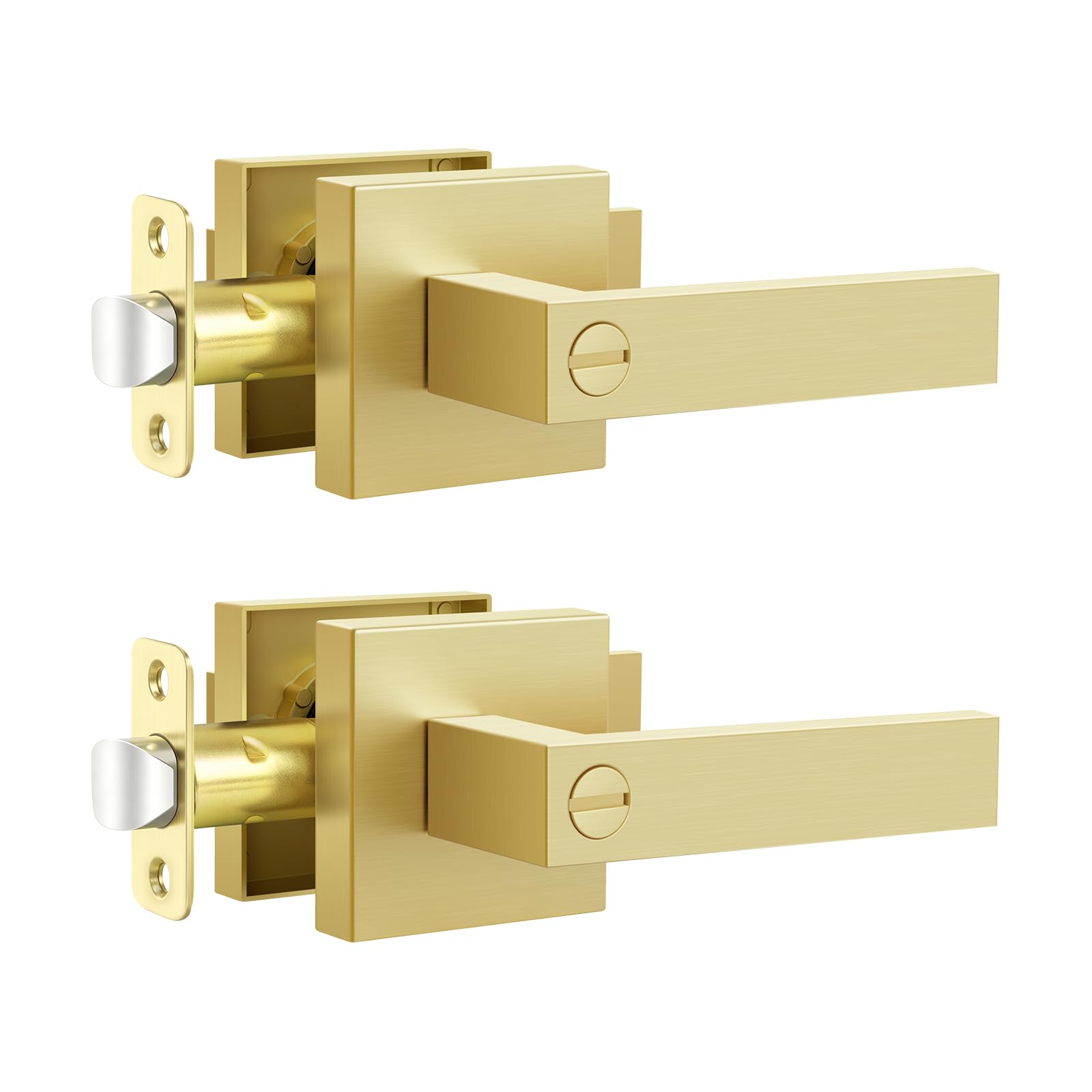 Gold Door Knobs - Keyless Privacy Handles -12