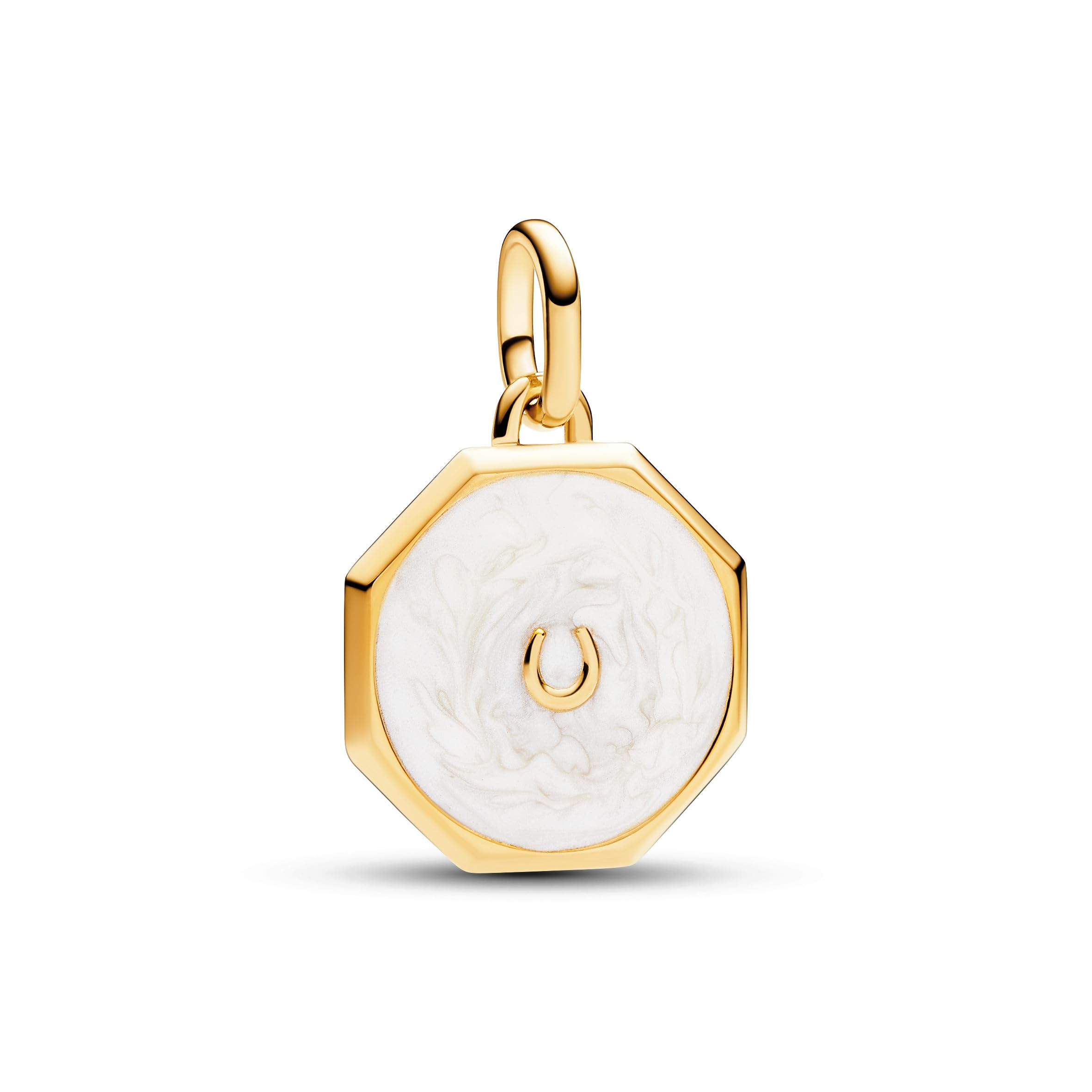 PANDORA ME Glückshufeisen Medaillon-Charm aus Sterling Silber mit 14 Karat vergoldete Metalllegierung, Kompatibel Me und Moments Armbändern, 763047C01