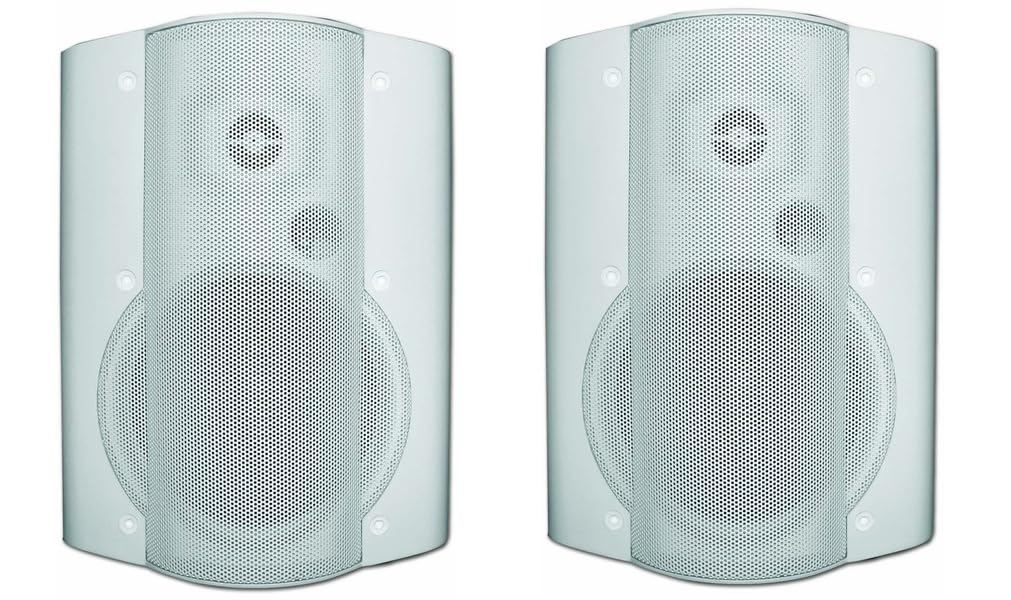 OWI AMP-HD-602-2W Set of (1) Amplified Surface Mount Speaker (AMP-HD-602-1W) and (1) Non-Amplified Speaker 6.5 Inches, 40 Watts; Comes with 15Volt DC Level V Power Supply; White