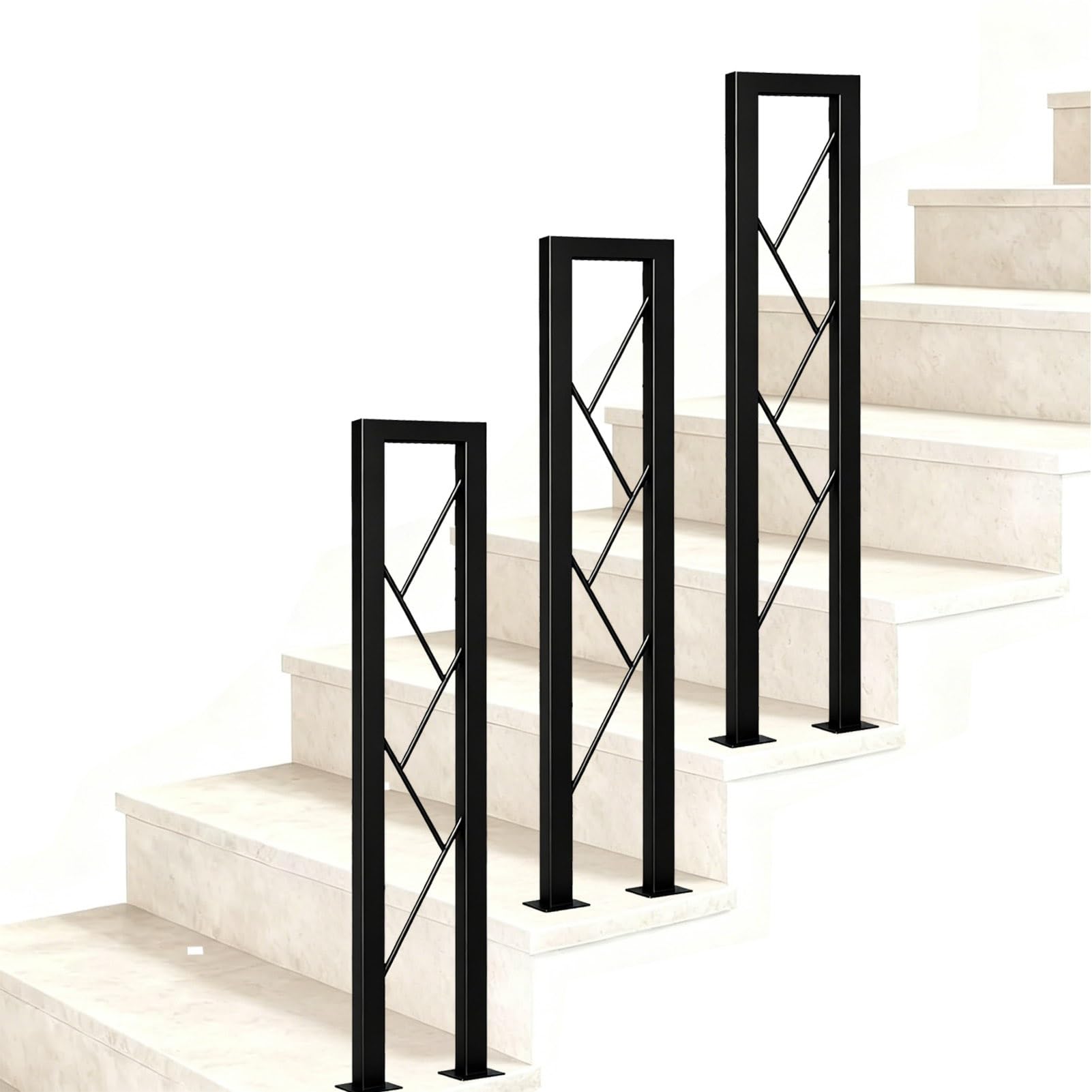 U-Shaped Hand Rail - Gold Wrought Iron | Handrail for Indoor Stair Railing Outdoor Steps Loft Villa Corridor | Floor Mount Banister Handrail Guardrail(Black,35cm/14in)