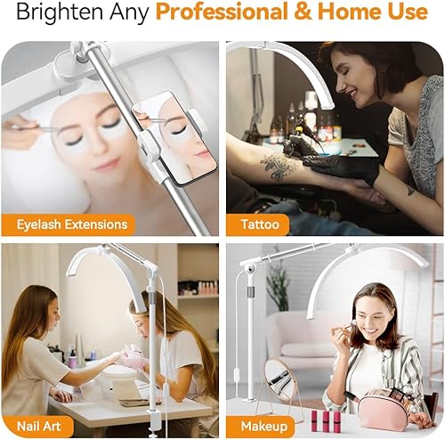 Miniatura 6 de Janolia Luz de pestañas  Luz LED de media luna para tecnología de pestañas, tatuaje y belleza, brillo ajustable, cálido para enfriar, soporte para