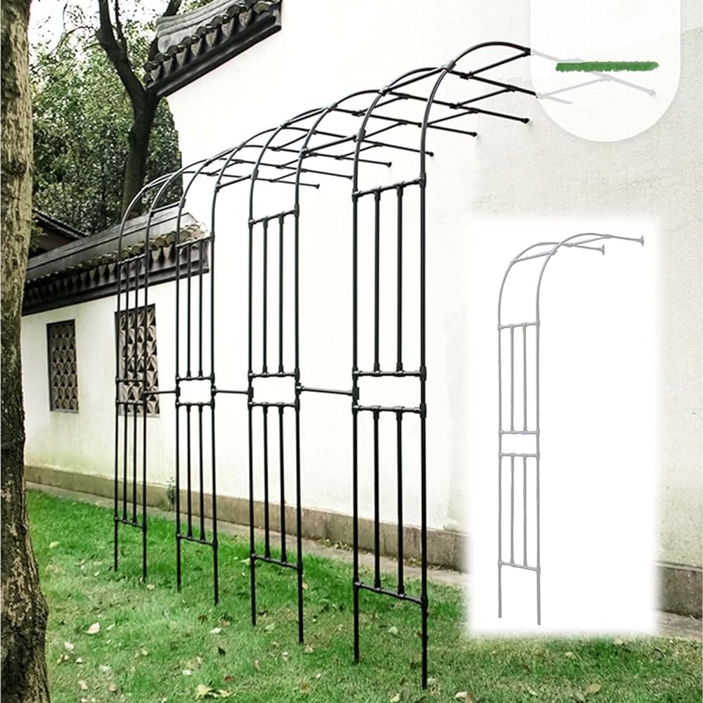 Metalowa kratka ogrodowa do pnączy róż, winorośli, stylowy design, łatwy montaż, stojak na rośliny na zewnątrz do przestrzeni ogrodowej.
