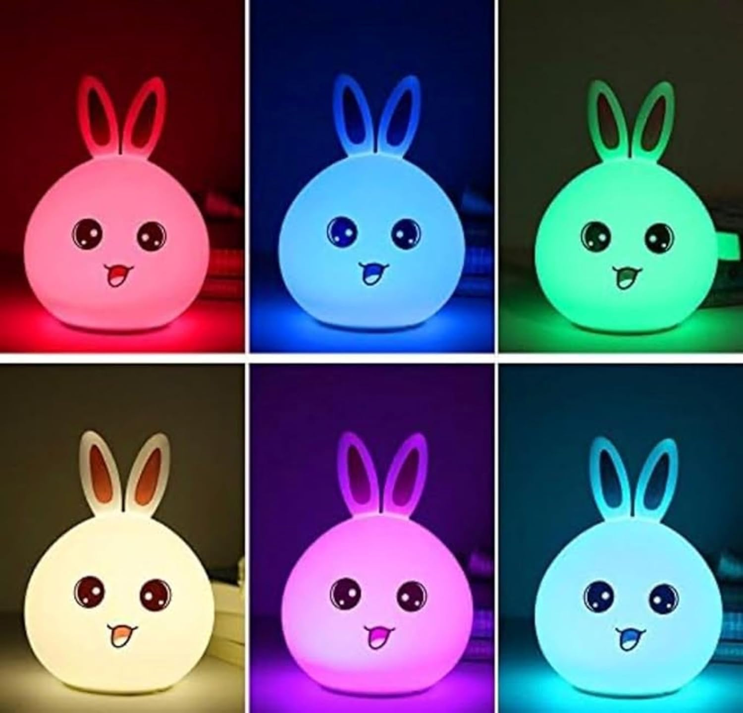 Wosta Kids Night Light Cute Panda,Silicone Nursery Lamp for Baby and Toddler,Animal Night Light for Boys and Girls,Squishy Night Light for Bedroom,Cute Night Light for Kids Room (Rabbit) 1