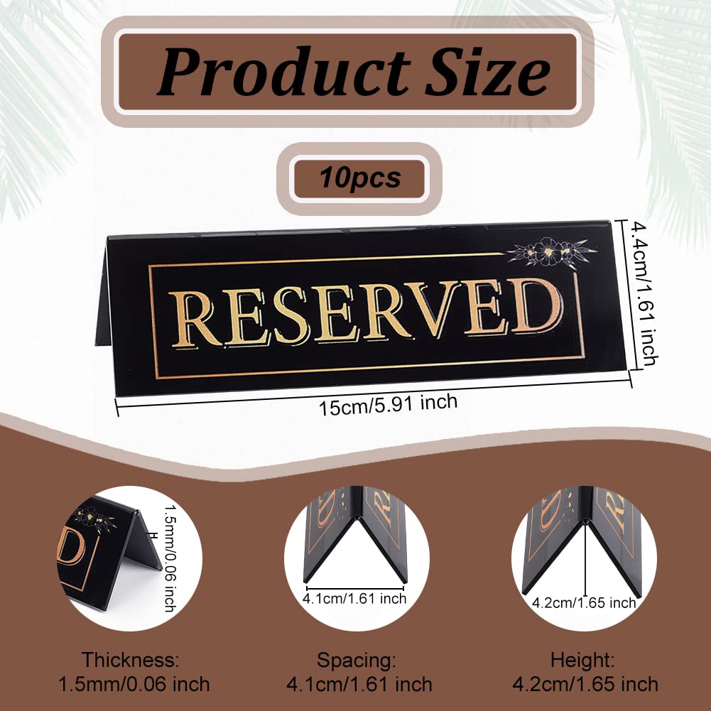 OLYCRAFT 10Pcs Negro Reservado Mesa Signo 150x41mm Acrílico Reservado Carpa Signos Impermeable de Doble Cara Invitado Reserva Mesa Signo para Restaurante Bar Boda Fiesta Reunión Reserva de Asiento