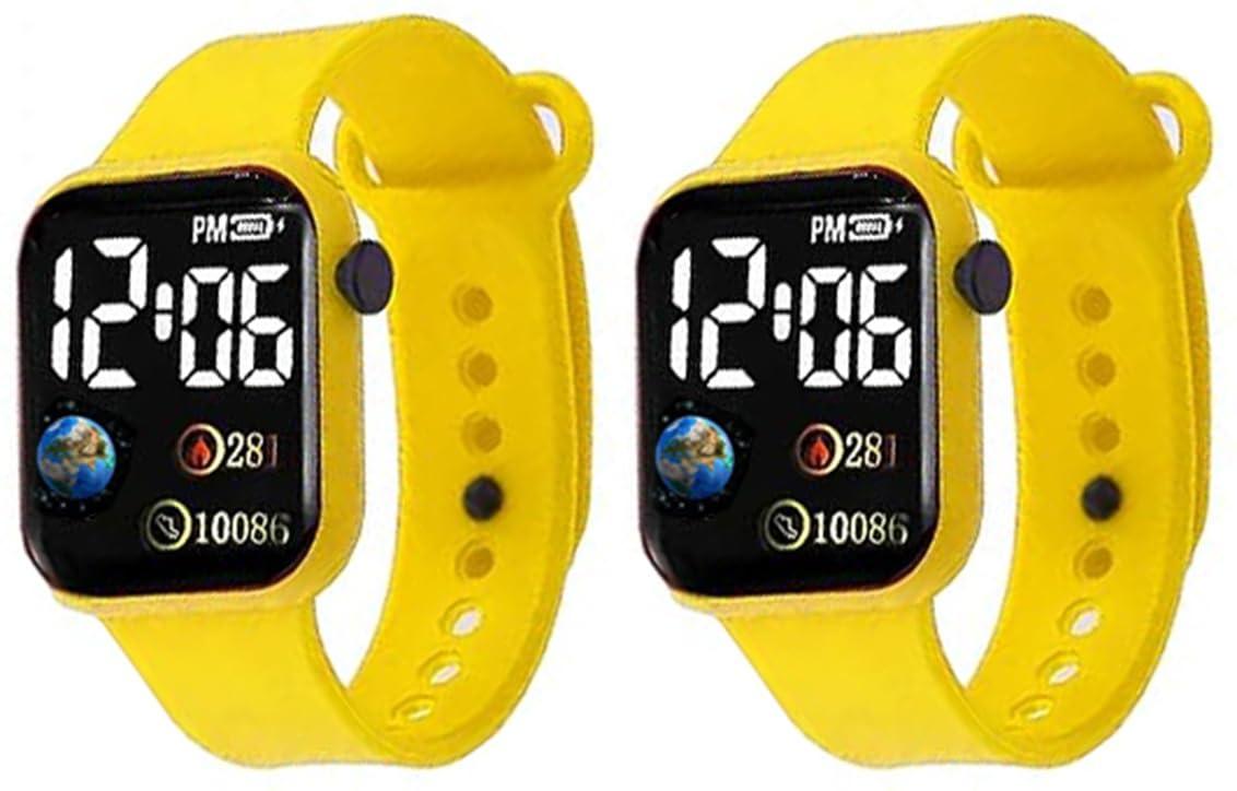Acnos® Premium Yellow LED Display Digital Watch for Kids - Waterproof Sports Square Electronic Watch for Boys and Girls