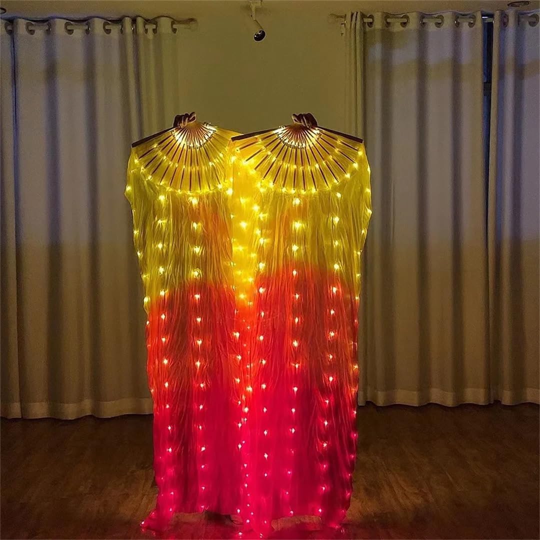 Wjnvfioo Seta Led Luce Arcobaleno Piegare Fan Danza Del Ventre Stage Performance Party Cosplay Spettacoli Nightculb Accessori
