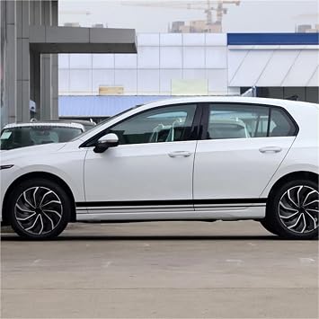 2PCS Car Side Stripe Stickers Vinyl Film Auto Decor Decals Compatible with Volkswagen Golf Polo Auto Tuning Accessories(Glossy White)