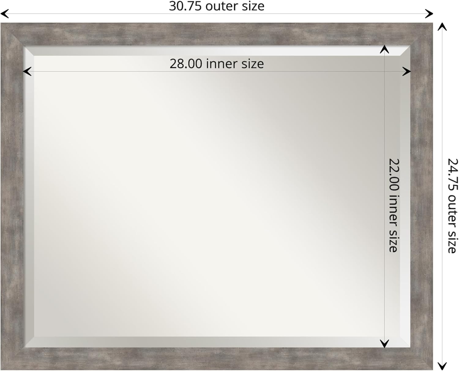 Amanti Art Bathroom Mirror for Over Sink, Vanity Mirror, Wood Frame, Hangs Horizonally and Vertically, Bathroom Wall Decor, Beveled Edge